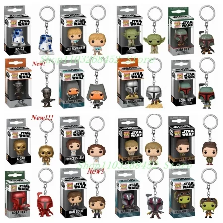 FUNKO Pocket Star Wars Mandalorian Skywalker Luke Chubacca R2-D2 Robot Darth Vader ig-11 Stromtrooper Yoda Child Keychain Toys