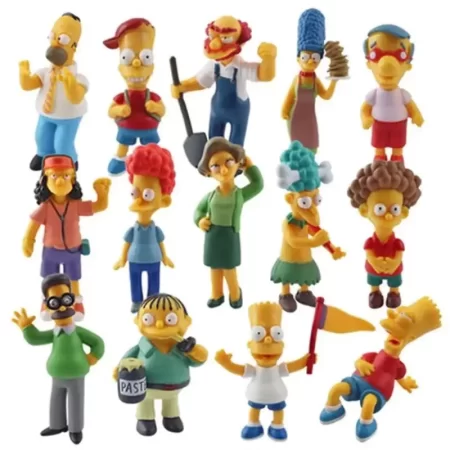Disney 14pcs Simpsons Cartoon Action Figure Toys Funny Homer Marge Bart Mini Figurines PVC Doll Model Children Toy Birthday Gift