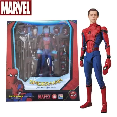 Mafex 103 Spider Man Action Figure Toys Spiderman Homecoming Deluxe Edition Multi-Accessories Model Statue Doll Collectible Gift