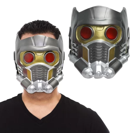 Star Lord Helmet Galaxy Super Hero Black Series Latex Mask with Light Movie Cosplay Props Halloween Costume Headwear