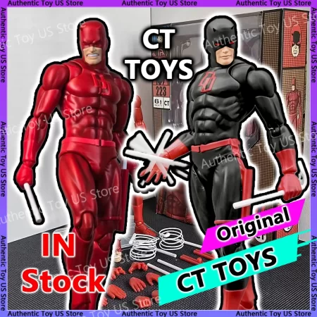 Original CT Toys Mafex 223 Daredevil Black Red Edition SHF Style Anime Action Figure with Movable Joints
